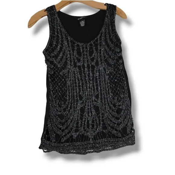 89th & Madison women's black metallic lace sleeveless blouse  - medium - Picture 6 of 8